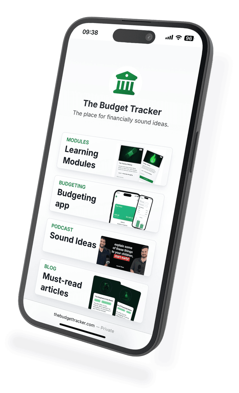 Phone mockup of Budget Tracker wallets page